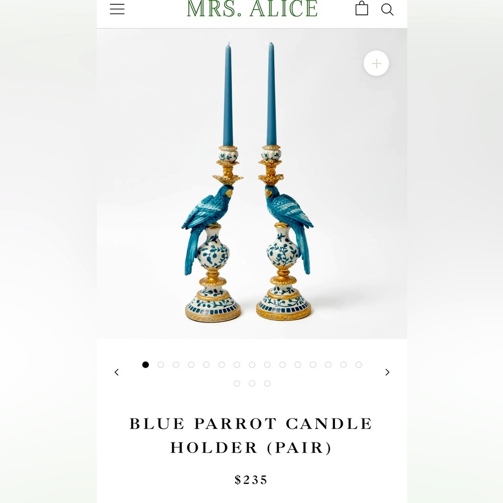 Mrs Alice Parrot 🦜 Candle Holders